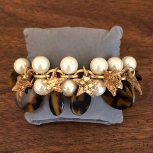 J.Crew | Faux Pearl Tortoise and Glitter Star Bracelet | 8” Adjustable